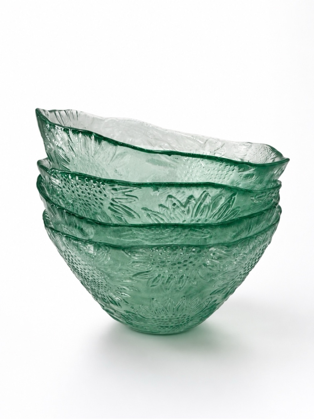 Set of 4 VINTAGE Vidrios San Miguel “Sunflower” bowls made from Recycled glass